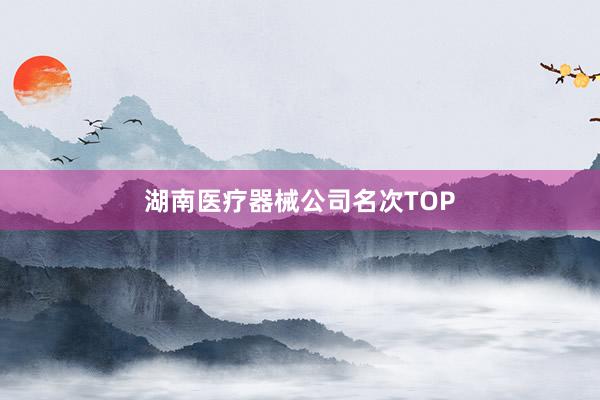 湖南医疗器械公司名次TOP